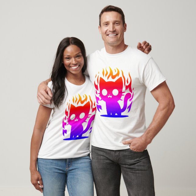 a colorful silhouette cat meme T-Shirt (Unisex)