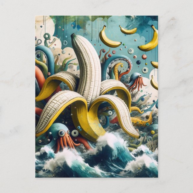 A Colorful Surreal Banana Octopus Postcard (Front)