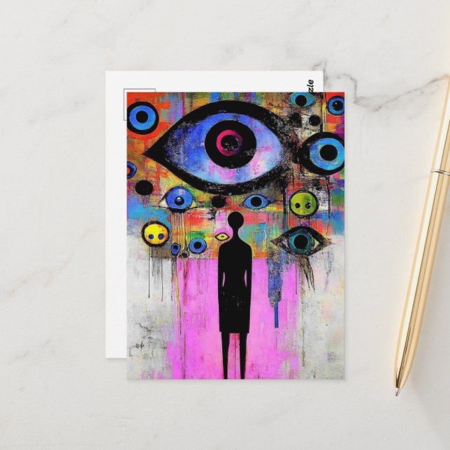 A colorful surreal design postcard (Front/Back In Situ)