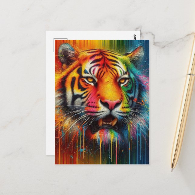 A Colorful Tiger Postcard (Front/Back In Situ)