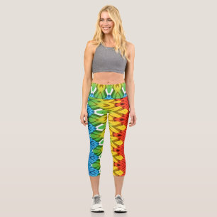 A colorful trendy fabric zigzag pattern  capri leggings