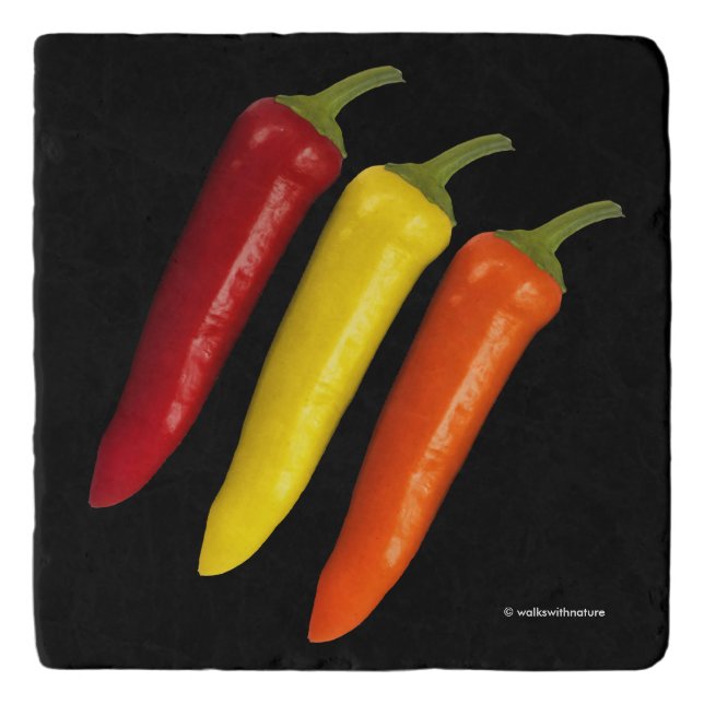 A Colorful Trio of Banana Peppers Trivet (Front)