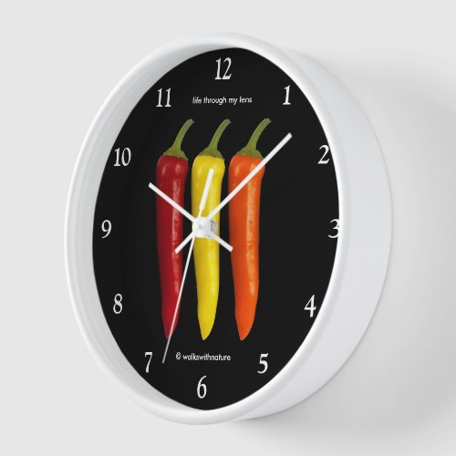 A Colorful Trio of Banana Peppers Wall Clock
