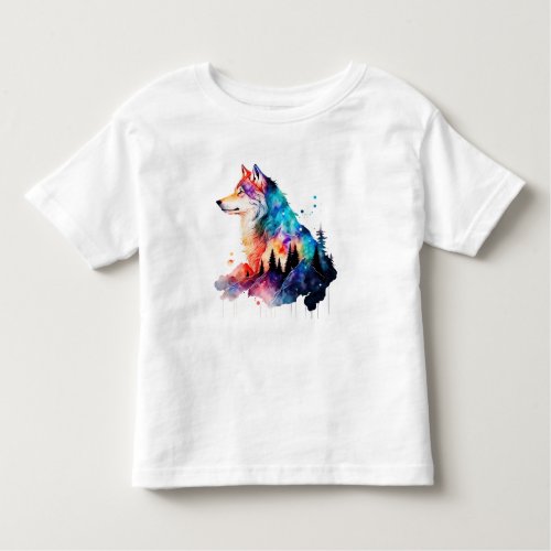A Colorful Wolf Head Amidst the Forest Toddler T_shirt