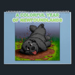 A colorful year of Newfoundlands Calendar<br><div class="desc">A year of hand drawn and colored Newfoundland cartoon style art,  each month featuring a different scene!</div>