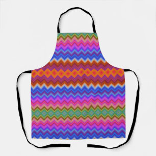 A colorful zigzag-patterned apron with vibrant