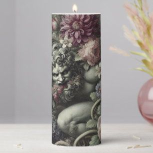 🎭 A Colossal Comedy – Gothic Sanctum in Solitaire Pillar Candle