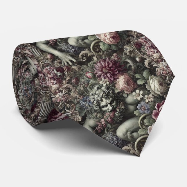 🎭 A Colossal Comedy – Gothic Victorian Neck Tie (Rolled)