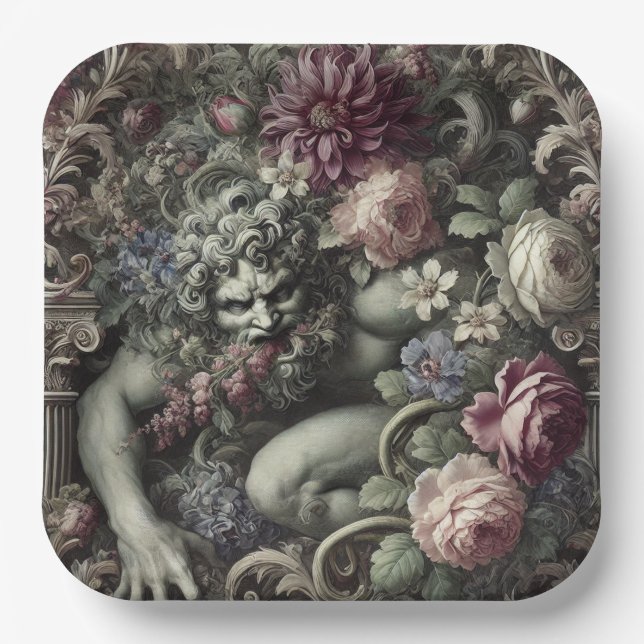 🎭 A Colossal Comedy – Gothic Victorian Paper Plates (Front)