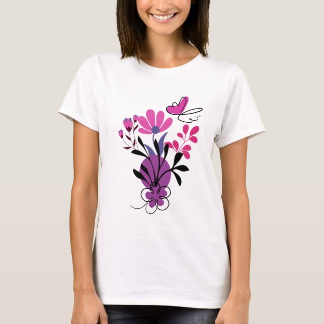 A Colourful Trendy Flower Design T-Shirt (Front)