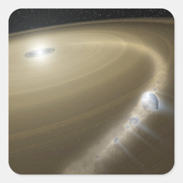 A comet being torn to shreds around a dead star square sticker (Front)
