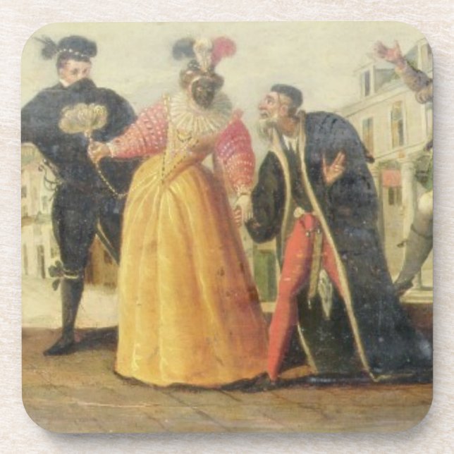 A Commedia Dell'Arte Troupe Before a Renaissance T Drink Coaster (Front)