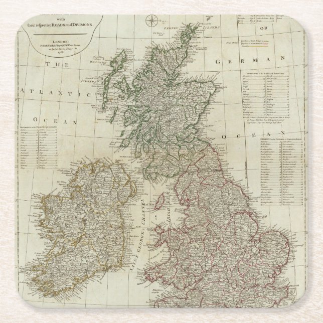 A complete map of the British Isles Square Paper Coaster (Front)