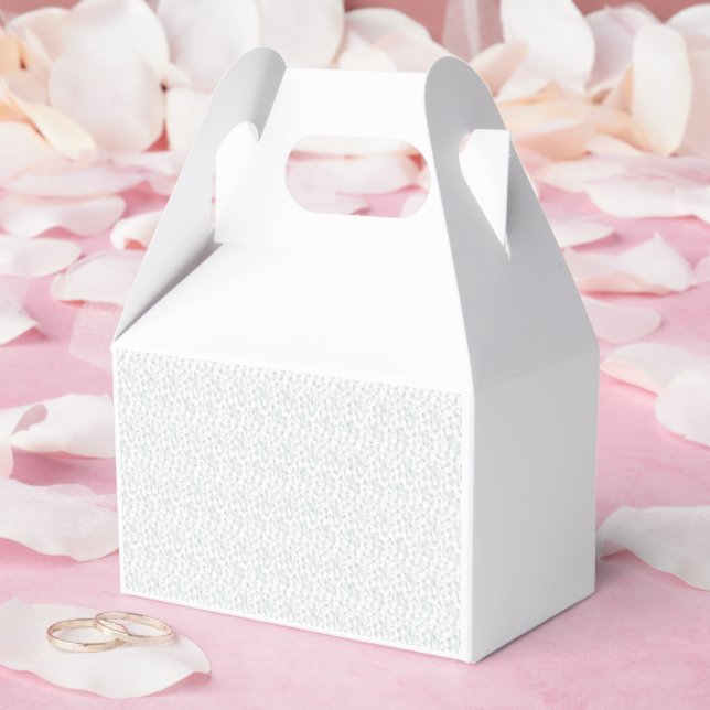 A completely white, featureless surface fills the  favor boxes (Wedding)