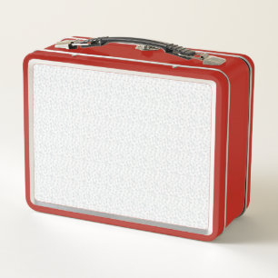 A completely white, featureless surface fills the metal lunch box