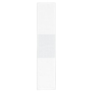 A completely white, featureless surface fills the short table runner