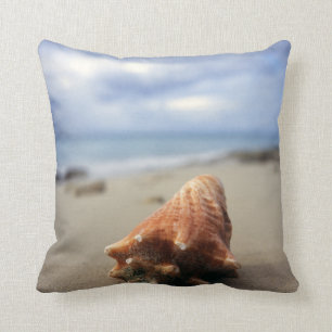 A Conch Shell On The Beach St. Croix, Usvi Throw Pillow