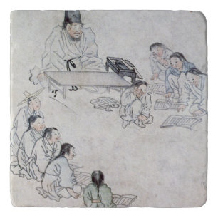 A Confucian Classroom (Sodang) (colour print) Trivet