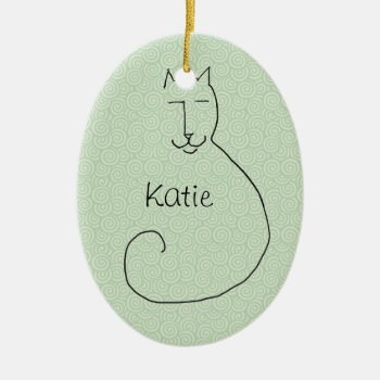 A Contented Kitty Customizable Ornament by sfcount at Zazzle