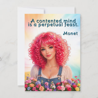 A contented mind is perpetual feast Monet Quote Note Card