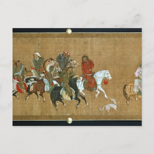A convoy of Mongols, Chinese, 14th century Postcard (Front)