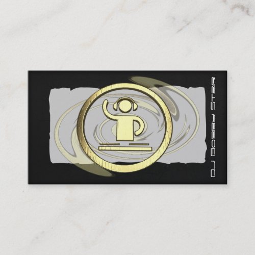 A cool 3D gold DJ logo business card