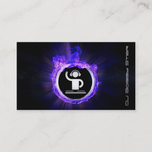 A cool blue flame DJ and producer business card