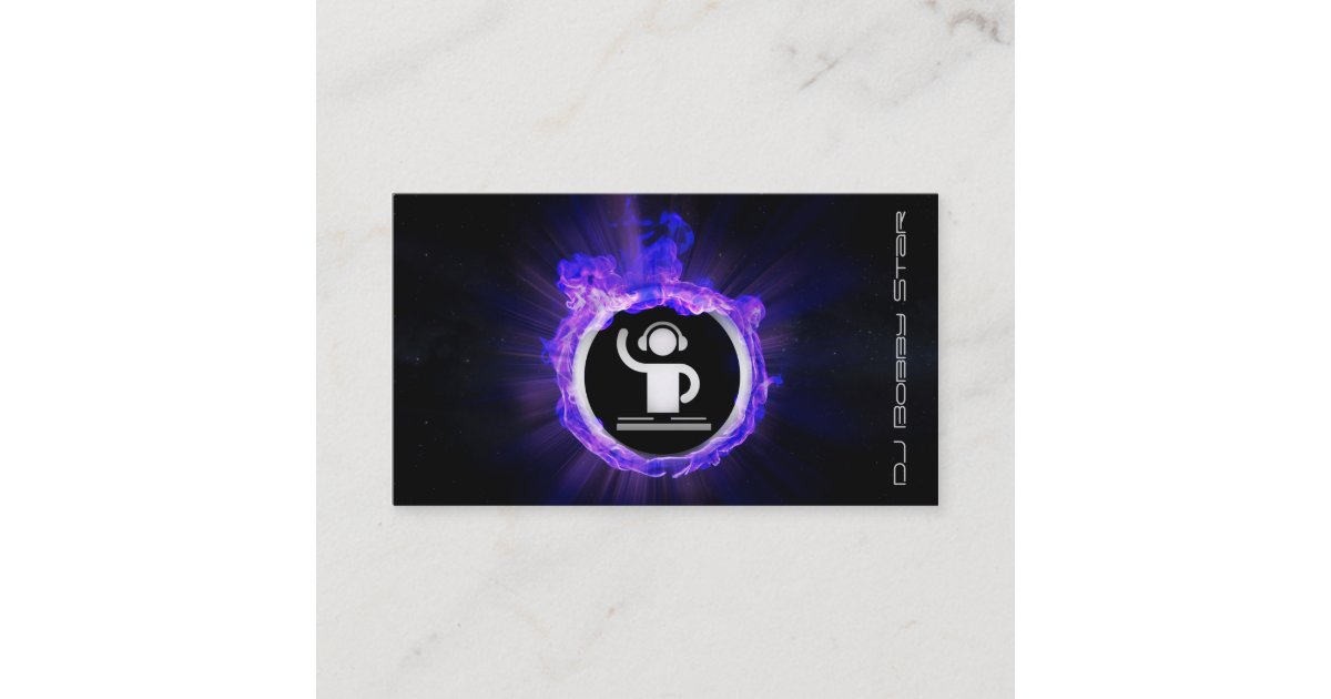 A cool blue flame DJ and producer business card | Zazzle