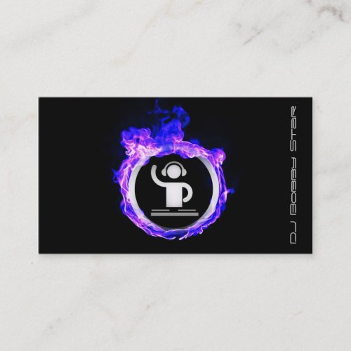 A cool blue flame DJ business card