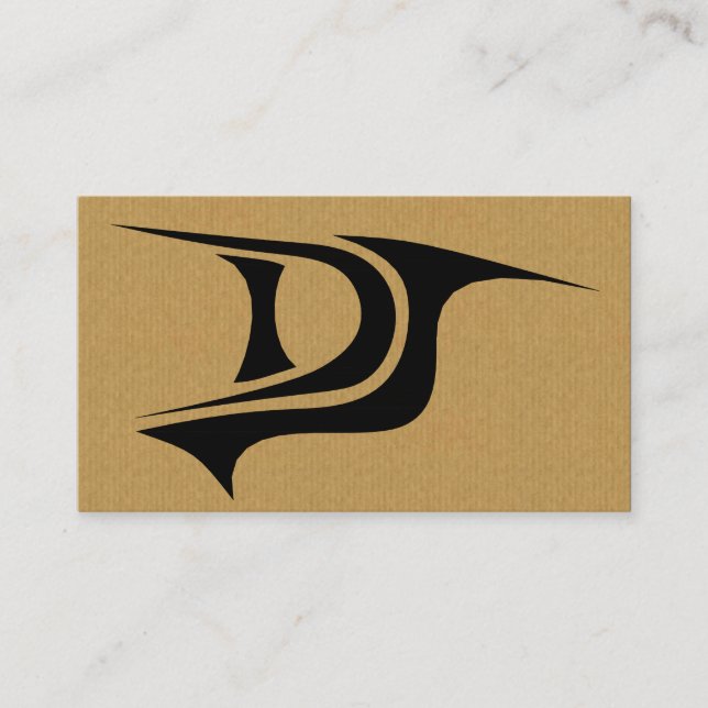 A cool cardboard DJ initials business card (Front)