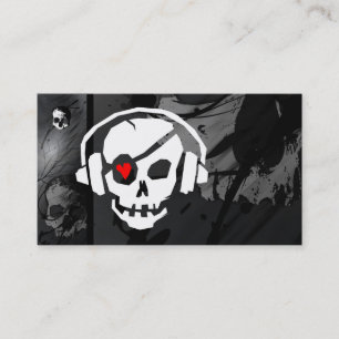A cool cardboard DJ skulls icon business card