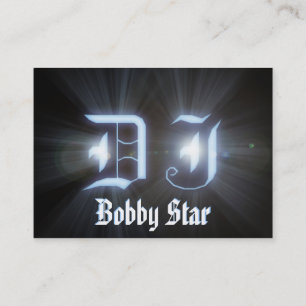 A cool DJ blue laser ligt initials business card