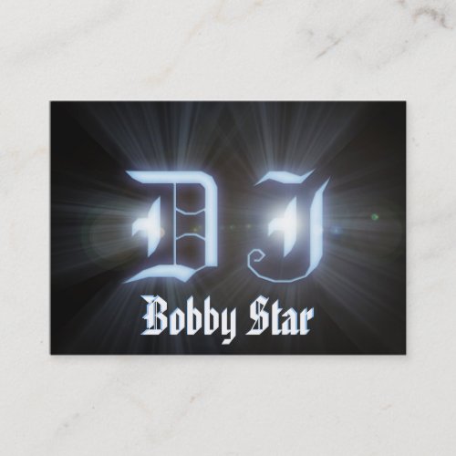 A cool DJ blue laser ligt initials business card