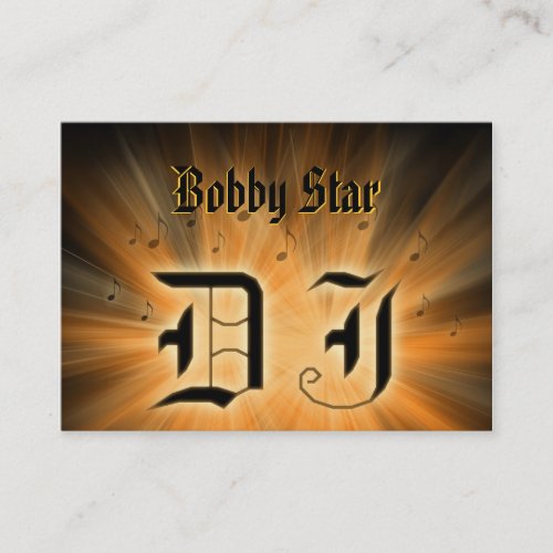 A cool DJ gold orange laser ligt business card