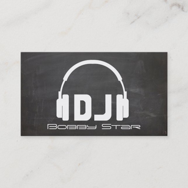 A cool DJ headphone chalkboard laser business card (Front)