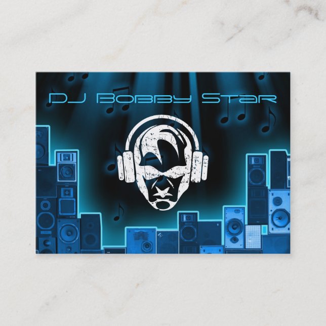 A cool DJ logo blue laser business card (Front)