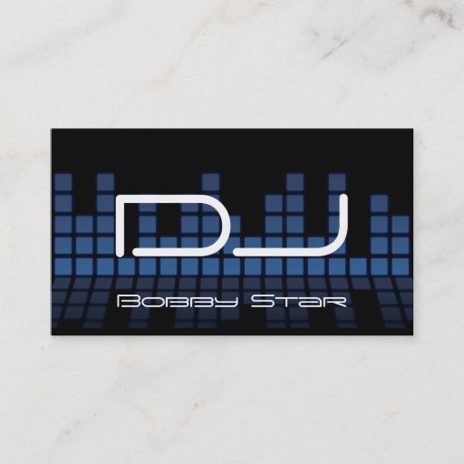Customizable A cool DJ modern blue equalizer business card