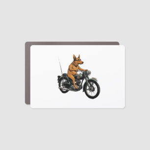 A Cool Dog Riding a Motorcycle Car Magnet