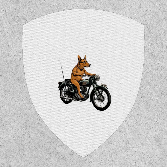 A Cool Dog Riding a Motorcycle Patch (Front)