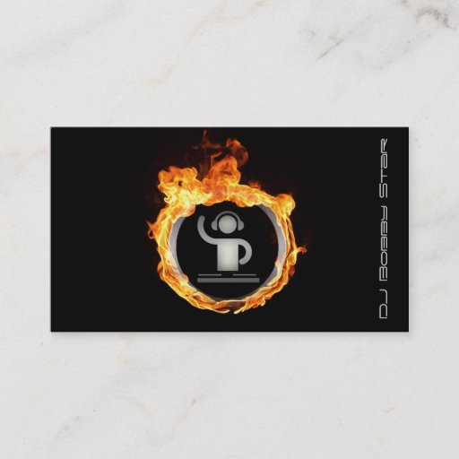 Customizable A cool flaming DJ business card