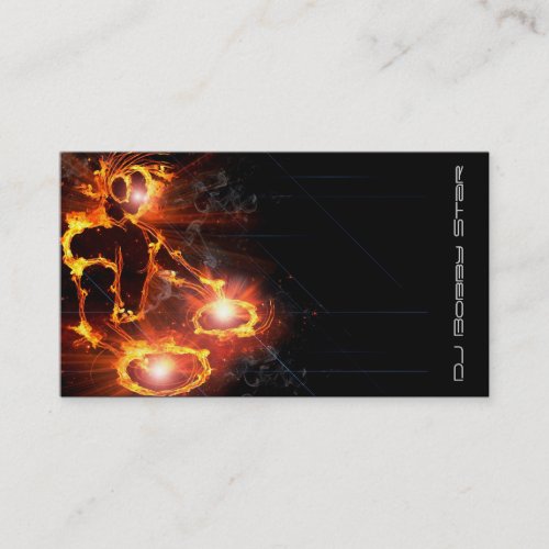 A cool Flaming DJ on Fire business card