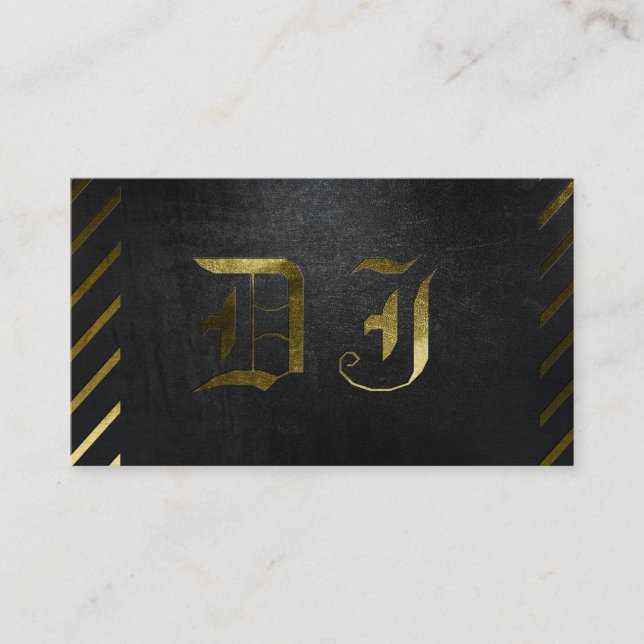 A cool matte black and gold DJ business card (Front)