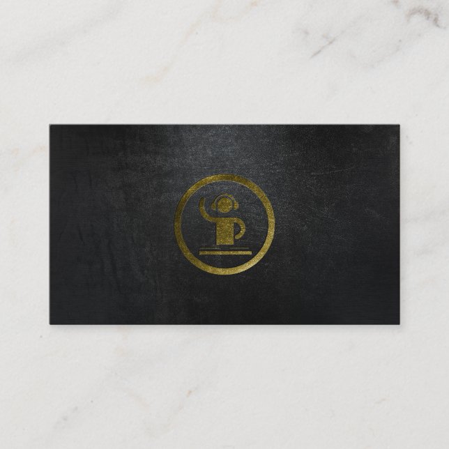 A cool matte black and gold DJ business card (Front)