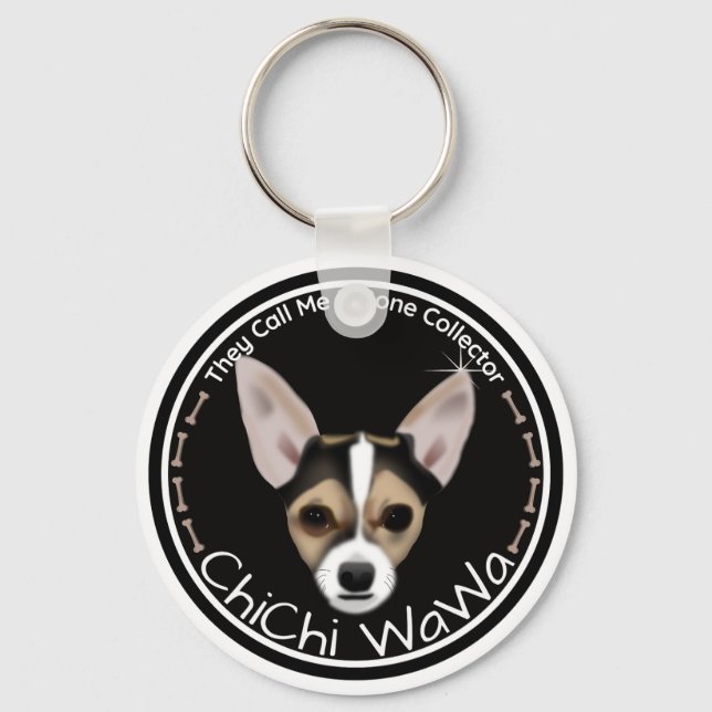 A Cool Original Chihuahua Black & Brown Graphic Keychain (Front)