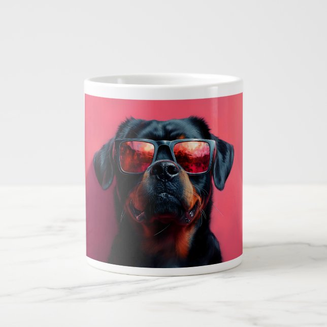 A cool rottweiler with sunglasses giant coffee mug (Front)