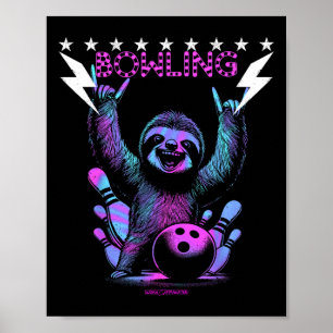 A Cool Sloth Bowling With Lightning Strike  Poster