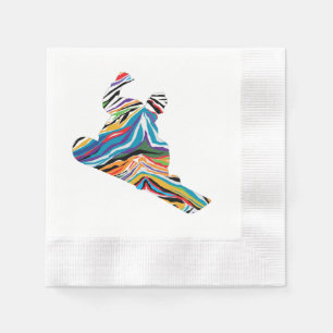 A Cool Snowboarder in a psychedelic zebra print Napkins