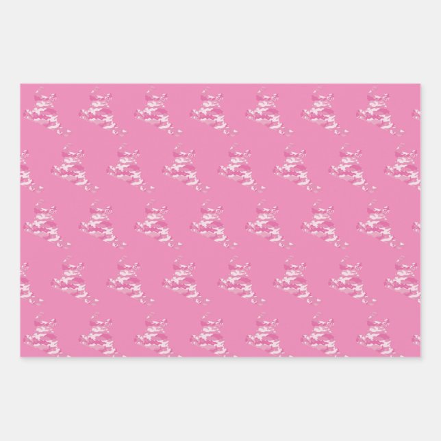 A Cool Snowboarder in Pink Camouflage Wrapping Paper Sheets (Front)