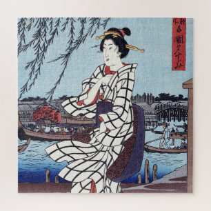 A Cool Summer Evening at Bridge, Utagawa Hiroshige Jigsaw Puzzle