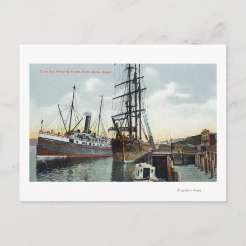 A Coos Bay Shipping Scene at Dock Postcard